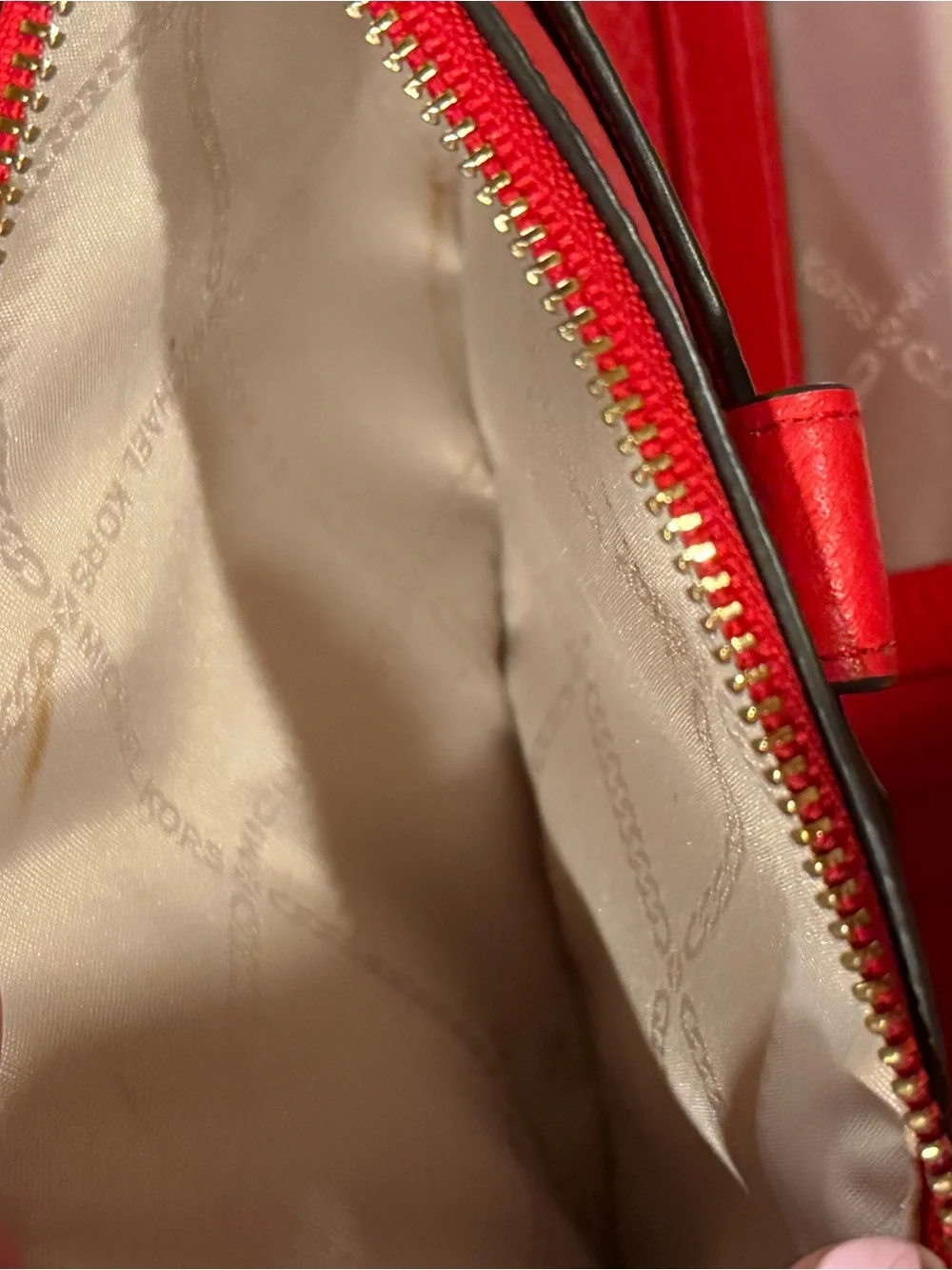 Michael Kors Red Pebbled Leather Double-Zip Wristlet Wallet